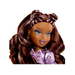 Doll with braided hair and sparkly outfit on a white background