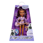 Bratz Pop Starz doll packaging with a doll holding a guitar on a purple background