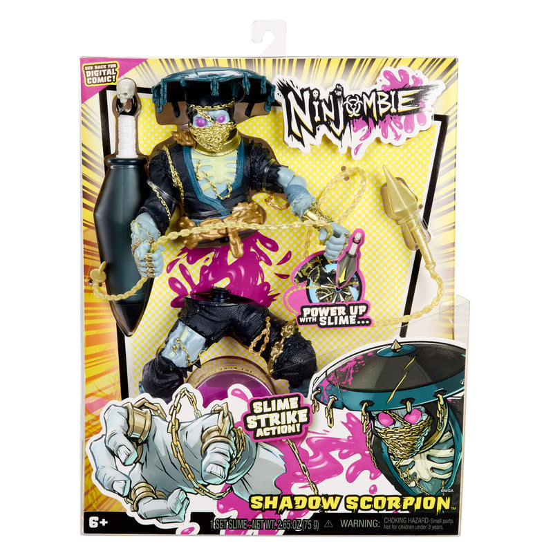 Ninjombie toy figure packaging with 'Shadow Scorpion' on a white background