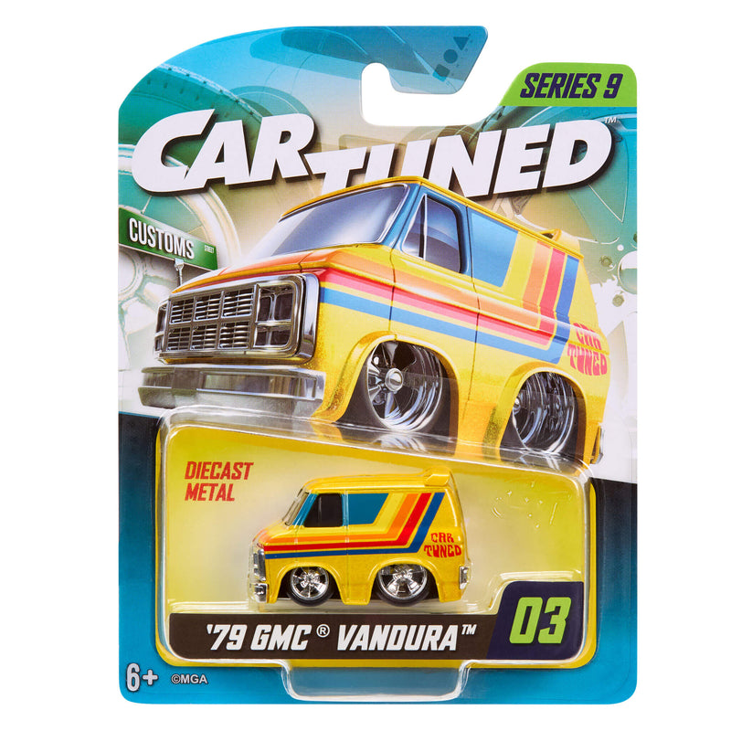Toy '79 GMC Vanodura in packaging with 'Car-Tuned' branding