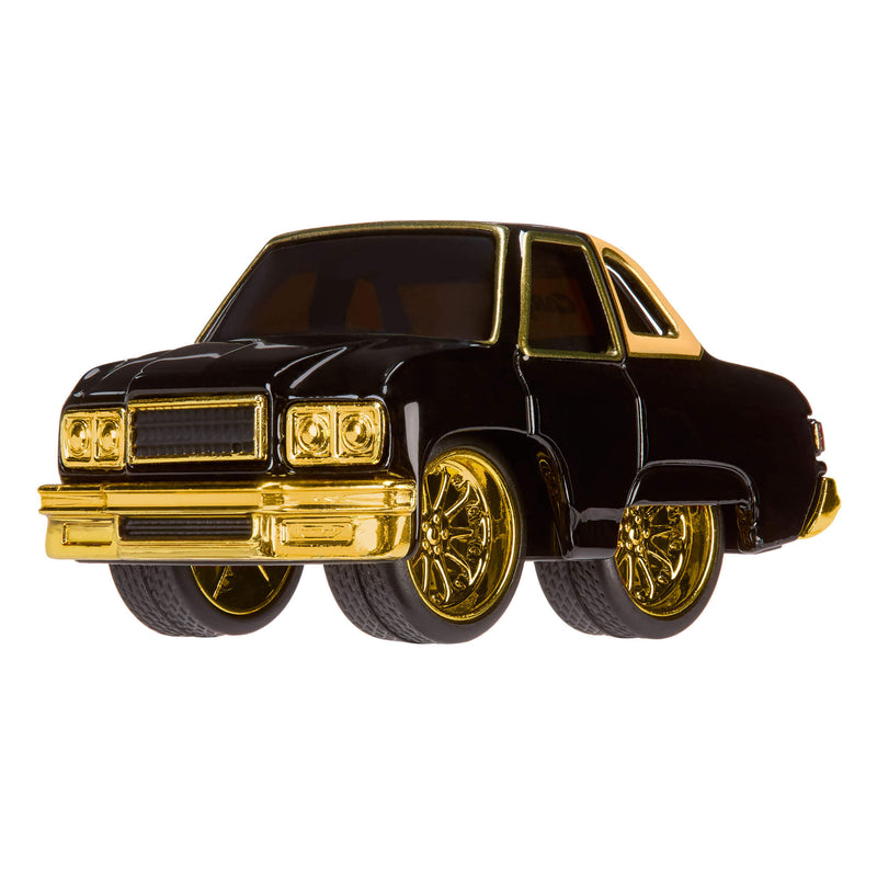 Black and gold car on a white background