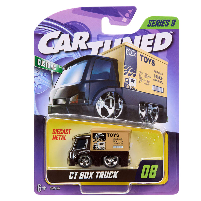 Cartuned Customs CT Box Truck toy in packaging with purple and yellow design