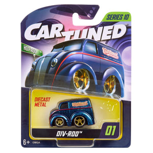 CarTuned Mainline Series Ten - Div-Rod in a Sparkle Blue color, in packaging on white back ground