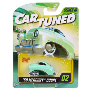 CarTuned Mainline Series Ten - 1950 Mercury Coupe in color light green, in packaging on white back ground