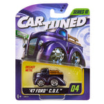 CarTuned Mainline Series Ten - 1947 Ford C.O.E. (Hot Rods) color Purple in packaging on white back ground