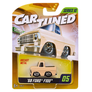 CarTuned Mainline Series Ten - 1968 Ford F100 in color Peach, in packaging on white back ground