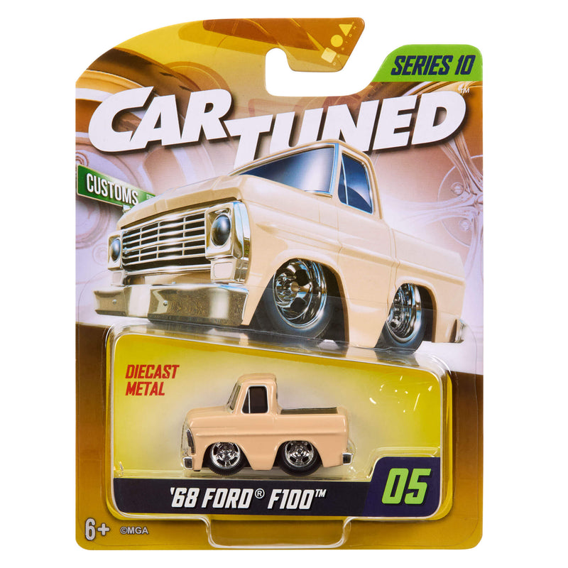 CarTuned Mainline Series Ten - 1968 Ford F100 in color Peach, in packaging on white back ground