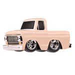 Peach truck with silver wheel rims on white background