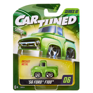 CarTuned Mainline Series Ten - 1956 Ford F100 in color green, in packaging on white back ground