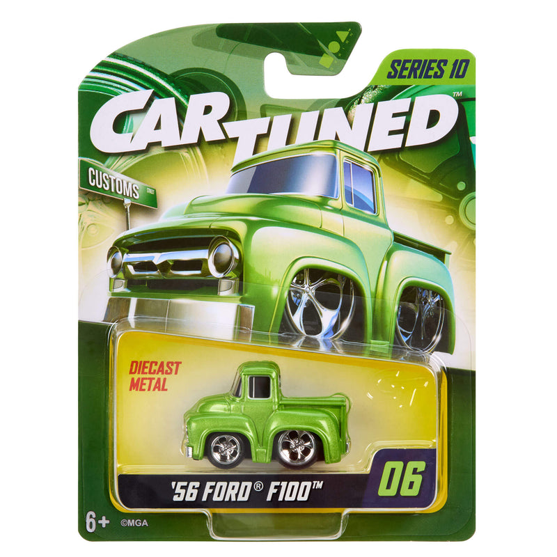 CarTuned Mainline Series Ten - 1956 Ford F100 in color green, in packaging on white back ground