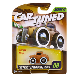 CarTuned Mainline Series Ten- 1932 Ford Coupe (Hot Rods) color Brown in packaging on white back ground