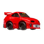 Red JDM Toyota Supra toy car on a white background