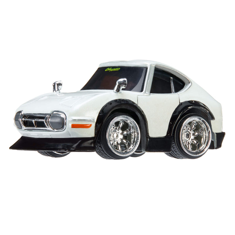 White car with solver rims on a white background