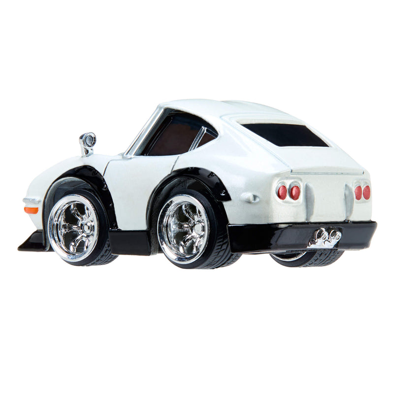 White model car with black accents on a white background