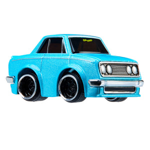 Blue toy car with a white background