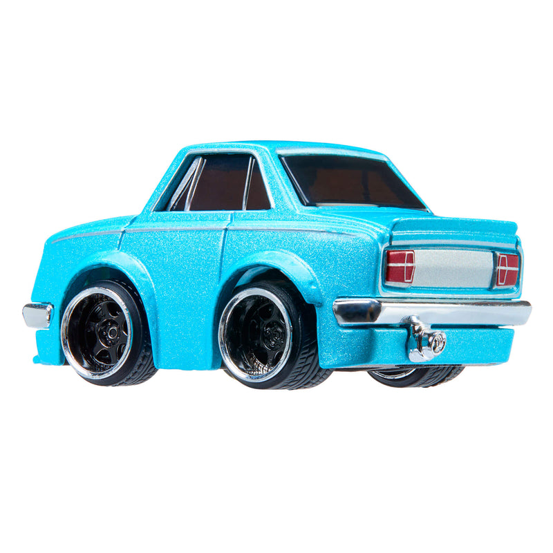 Blue toy car on a white background