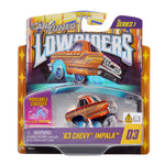 Toy car packaging for a '63 Chevy Impala with 'Car Tuned Lowriders' branding.