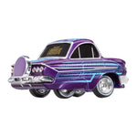 Chevy Impala with a purple and blue design on a white background