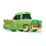 Green and gold toy car with a green "Show Glow" underneath on a white background