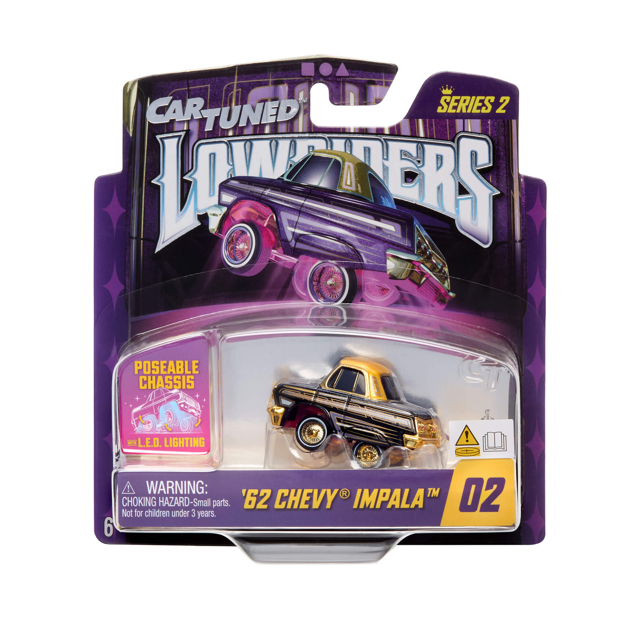 CarTuned Lowrider 1962 Chevy Impala Diecast – LED Lights