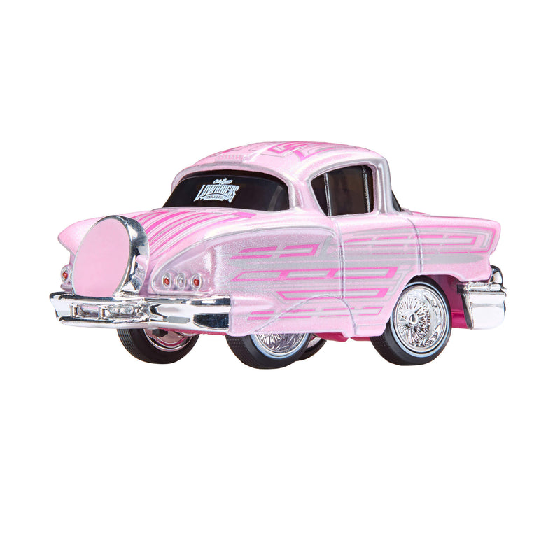 Pink vintage car model on a white background