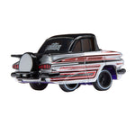 Car with a black and red design on a white background