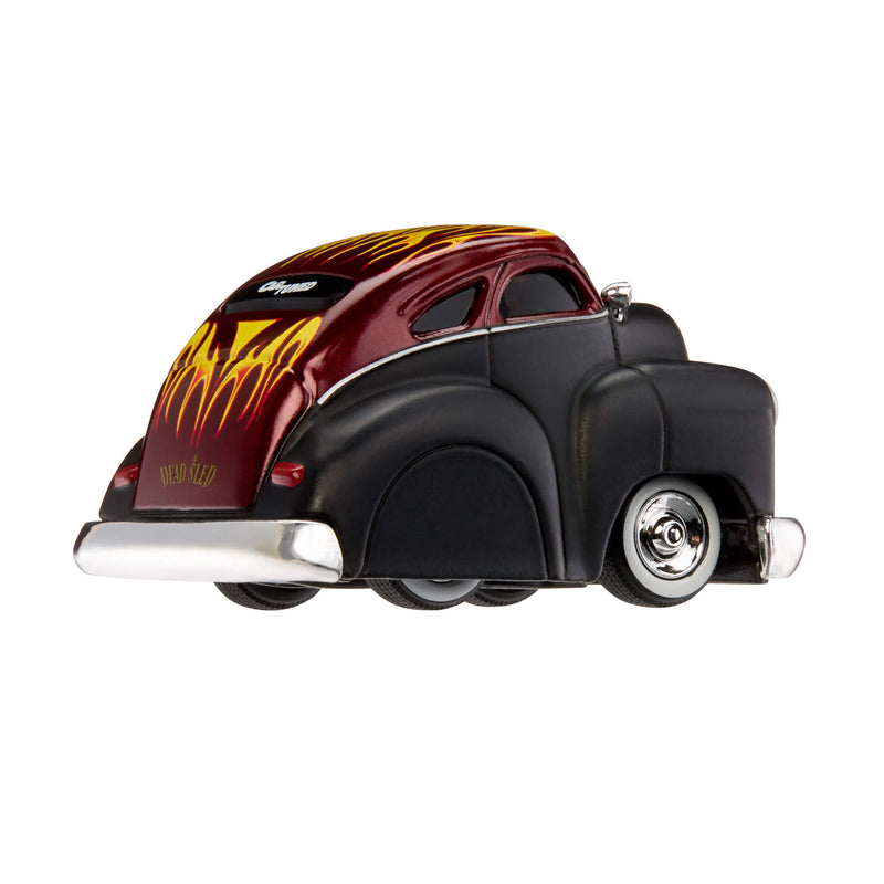 Model car with flame design on a white background