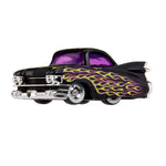 Model car with flame design on a white background