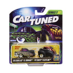 Cartuned diecast car packaging with '59 Cadillac El Dorado and '47 Chevy Fleetline on a white background