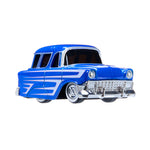 Blue vintage car on a white background