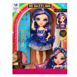 Genevieve Bleue Rainbow High doll in packaging with colorful design