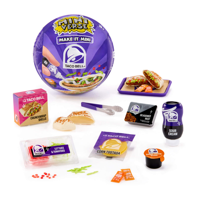 Taco Bell miniatures set with packaging on a white background