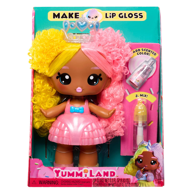 Yummiland doll with pink and yellow hair in packaging