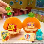 Toy set with Kelpo snacks and water bottle in a classroom setting
