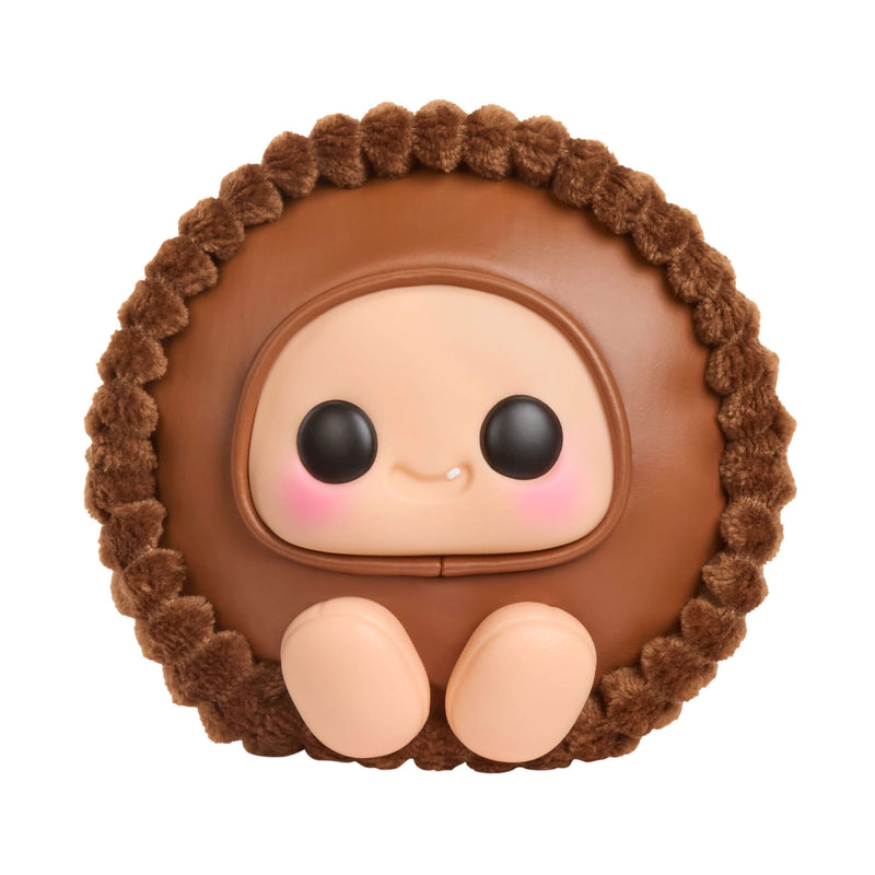 Cute brown Reese's with a face on a white background