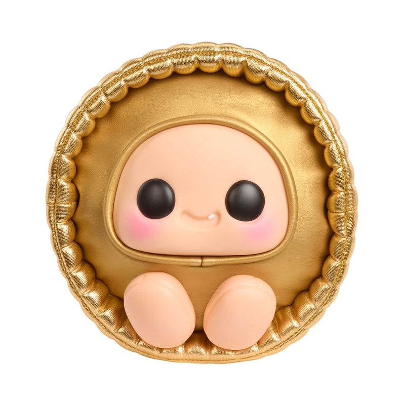 Cute Gold Reese's Peanut Butter Cup character with on a white background