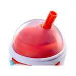 Red Icee Slushie plush with a red straw on a white background