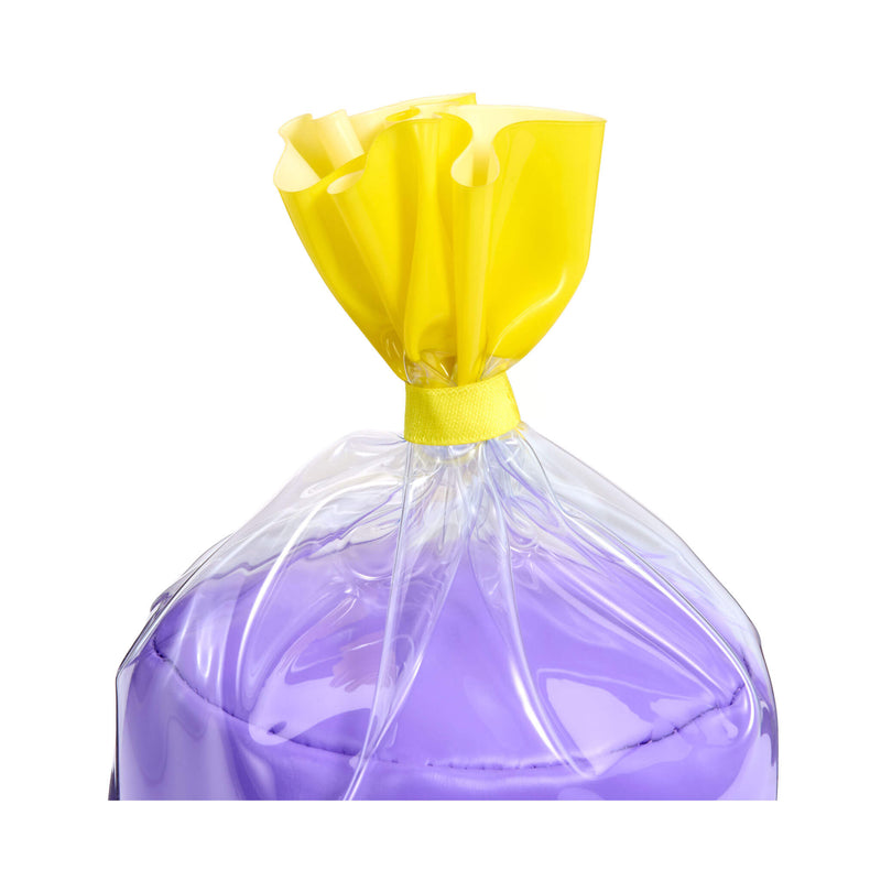 Yellow top of  the clear plastic on a white background