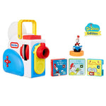 Story projector with Dr. Seuss books and character on a white background