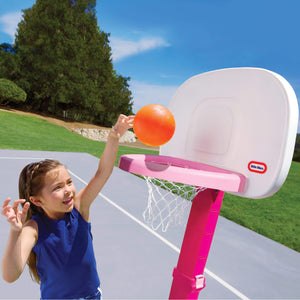 TotSports Easy Score Pink Basketball Set girl making a basket