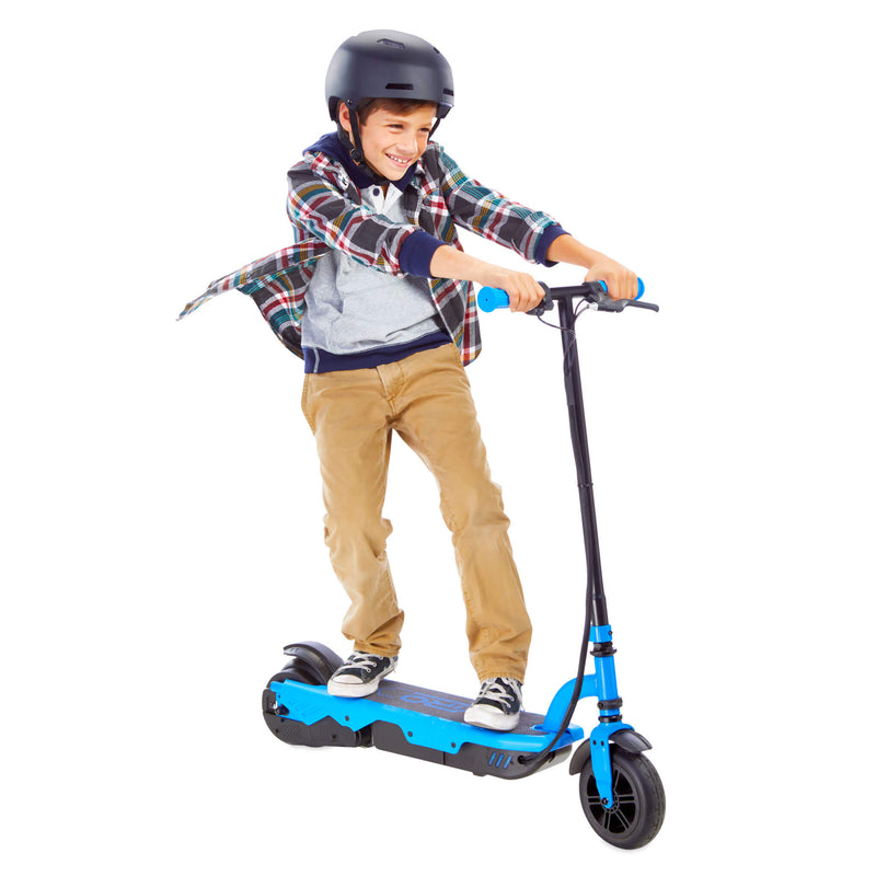 Boy riding scooter