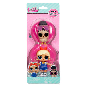 Packaged LOL Surprise tots with pink and blue design on a white background