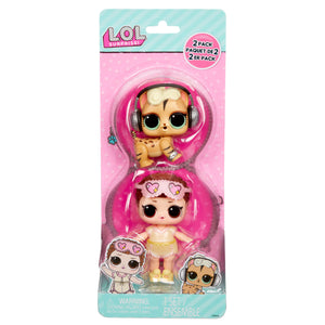 Packaged LOL Surprise tot dolls on a white background