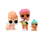 Three colorful toy figurines with different hairstyles and outfits on a white background