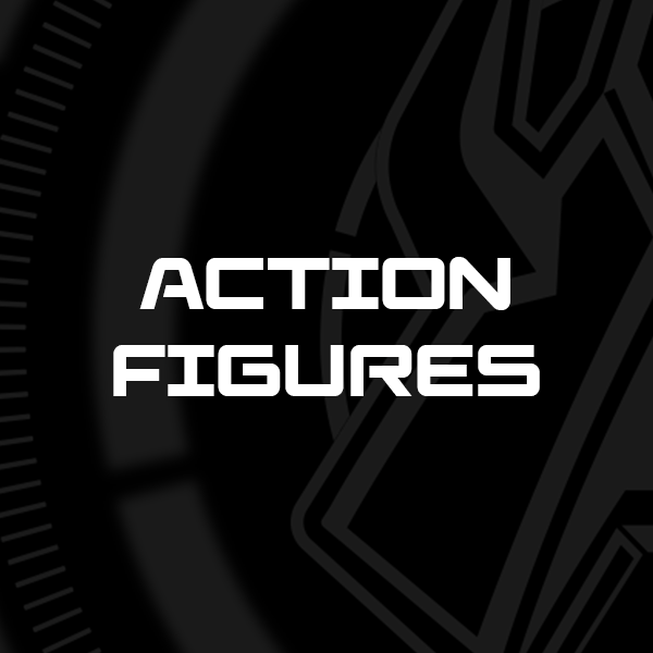 Black and white action figures text on a dark background