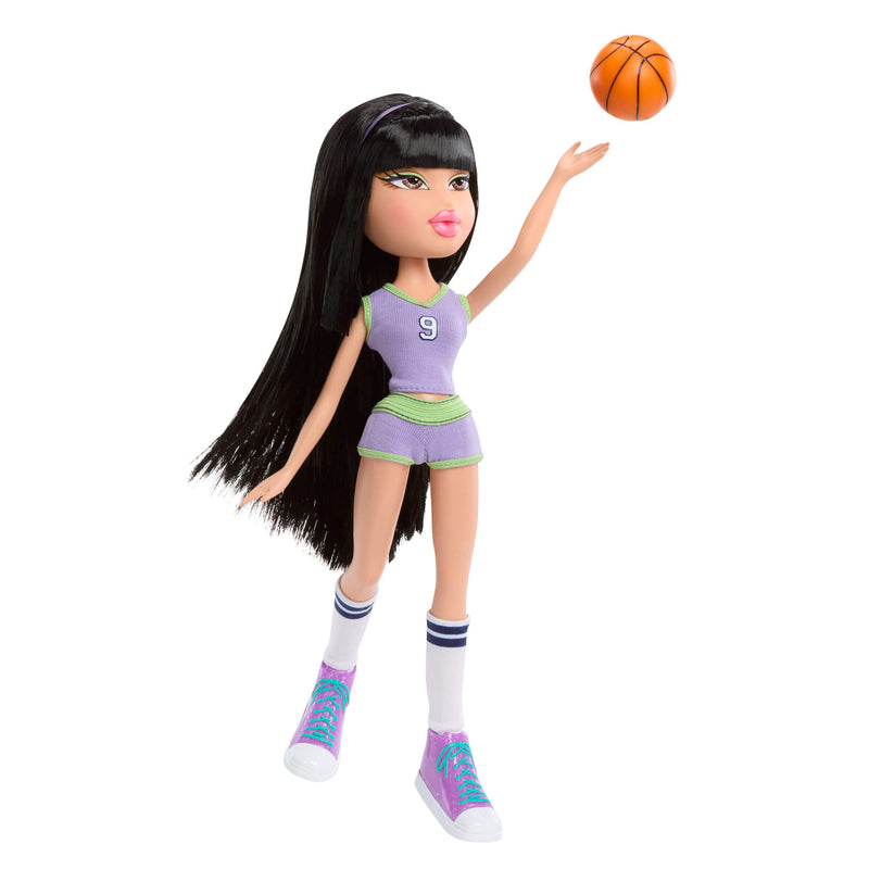 Doll in sports uniform with basketball 