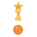Gold star trophy and orange basketball 