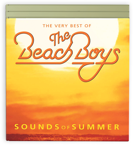 Album cover of 'The Very Best of The Beach Boys: Sounds of Summer' with a sunset design.