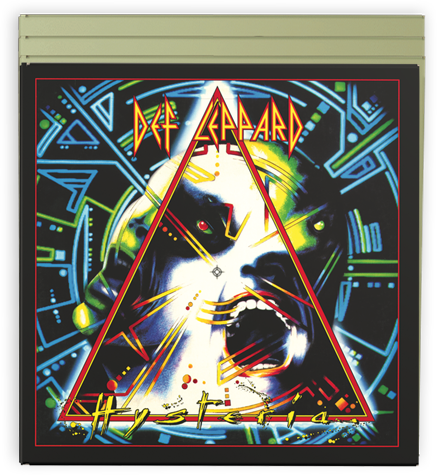Def Leppard 'Hysteria' album cover with colorful design and album name Miniverse Album cover