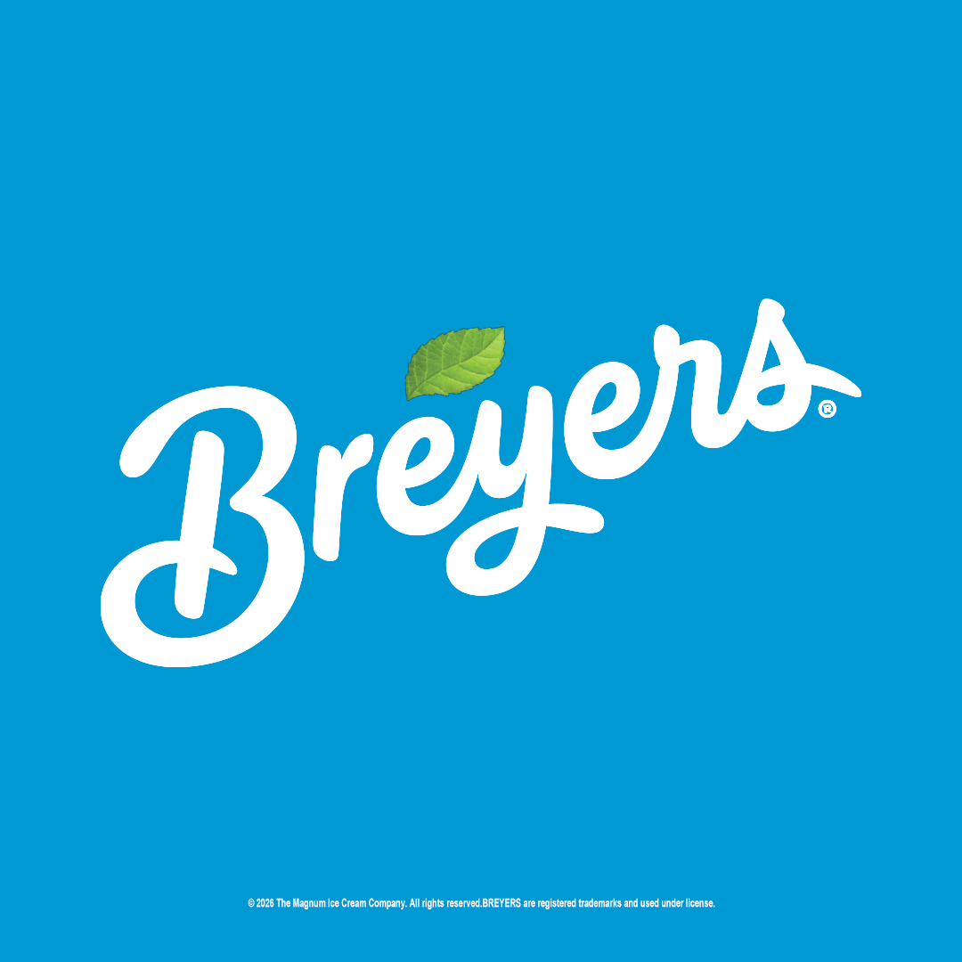 Breyers logo on a blue background